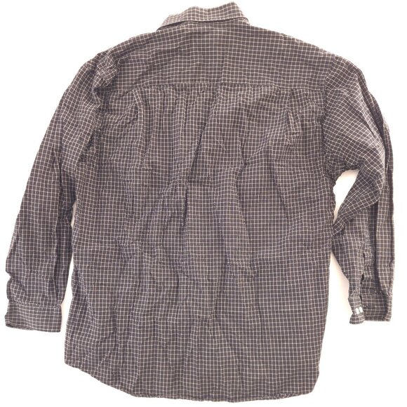 Structure Black White Grid Check Cotton Button-Down Shirt Large - Picture 2 of 7